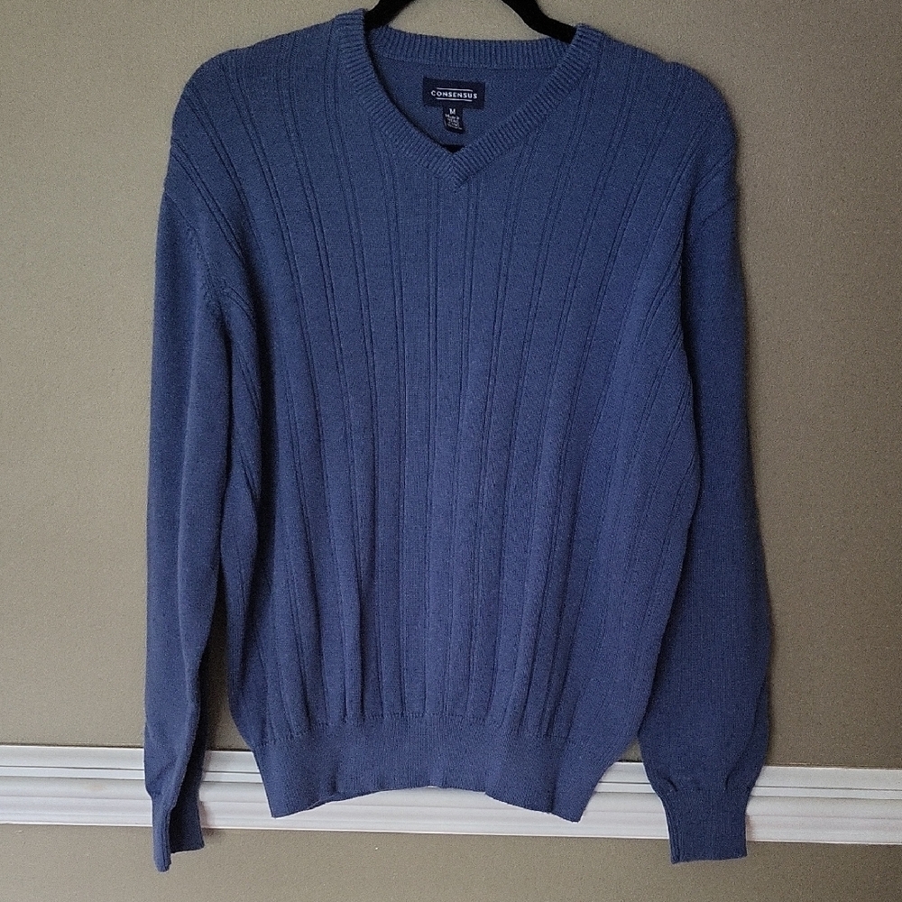 Consensus Men's Blue V-Neck Sweater